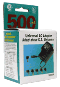 Universal AC Adaptor Up to 500mA INPUT 120V OUT PUT 3V 4.5V 5V 6V 7.5V 9V 12V DC