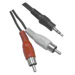 3.5mm Stereo Plug/Male to 2 x RCA Plug/Male Molded Type  7.5M/25ft