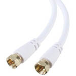 SATELLITE TV COAXIAL CABLE RG6U WEATHER PROOF GOLD PLATED CONNECTOR  25FT  (WHITE)