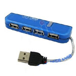 Blue Bar 4 Port USB 2.0 Hub,Hi-Speed,Portable