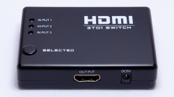 HDMI SWITCH 3 Inputs 1 Output with Power Adapter, IR Remote Control