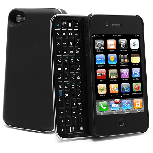 iPHONE 4/4S MINI BLUETOOTH SLIDING KEYBOARD with HARD SHELL CASE (BLACK)