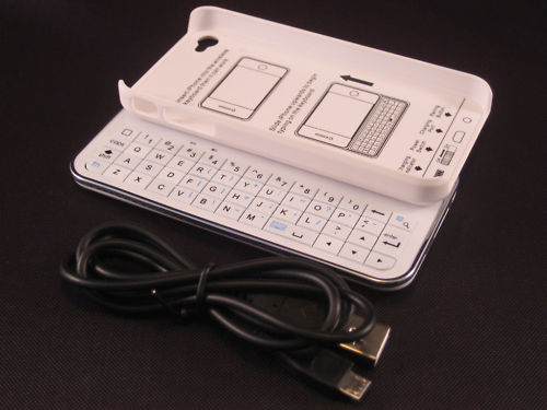 iPHONE 4/4S MINI BLUETOOTH SLIDING KEYBOARD with HARD SHELL CASE (WHITE)